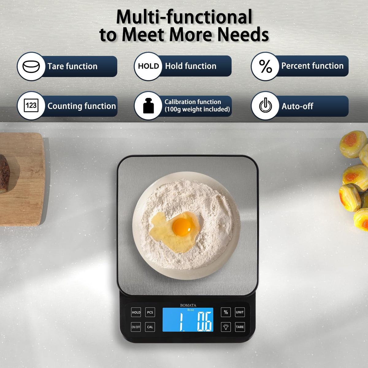 BOMATA Large Kitchen Scale 0.1g/0.001oz High Precision, 11lb Bakery Scale