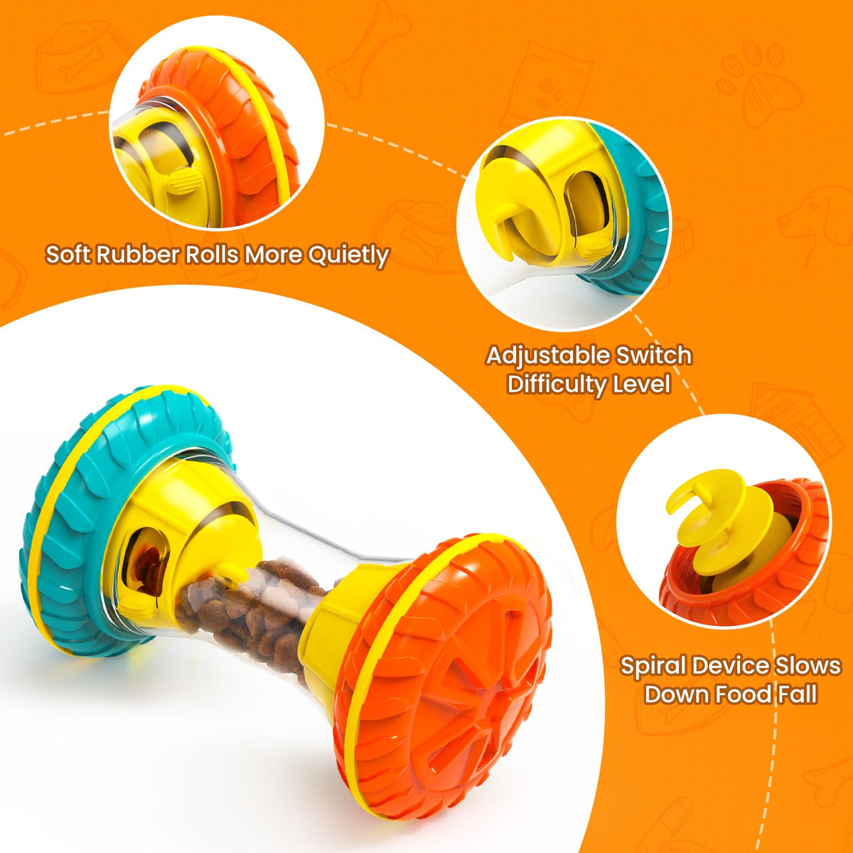 BoYoYo Interactive Dog Toys, Dog Puzzle Toys for Smart, Dog Enrichment Toy to Keep Them Busy, Treat Dispensing Toy Slow Puzzles Feeder, Yellow