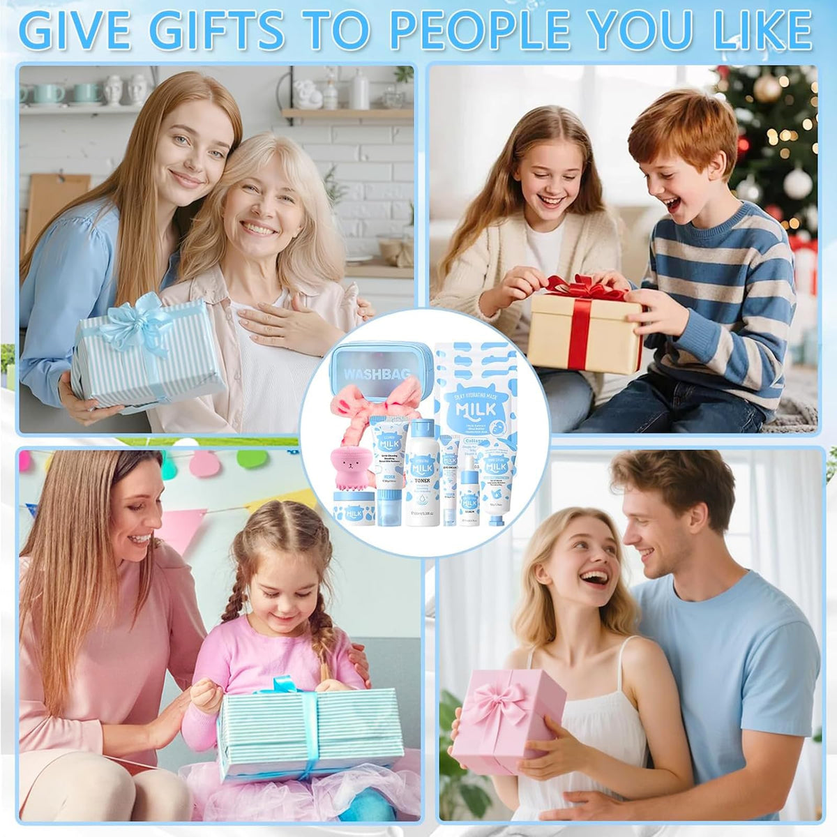 Milk Skin Care Set for Kids & Teens, 12 IN 1 Moisturizing & Gentle Milk Skin Care for Kids Girl Ages 8-12, Milk Skincare for Girls 10-12, Facial Care Gift Set for Kids & Girls, Birthday Gifts, 12PCS