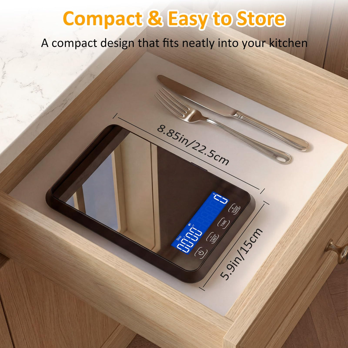 Kitchen Scale, 33 lb Food Scale for Baking & Cooking