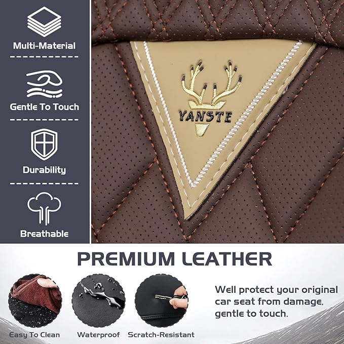 Truck Seat Covers for Ram 3500 2009-2026, Waterproof Premium Leather Full Coverage Car Seat Cover, Muscle Sport Style Auto Interior Seat Cover Sets (Full Set/Brown Coffee)