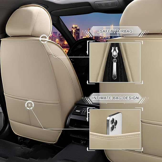 CTDS Car Seat Covers for Honda Accord 2000-2026, Stylish Sport Seat Cover, Premium Nappa Leather Car Seat Cover. Automobile Seat Covers Sets.(Luxury 2 Seats/Beige)