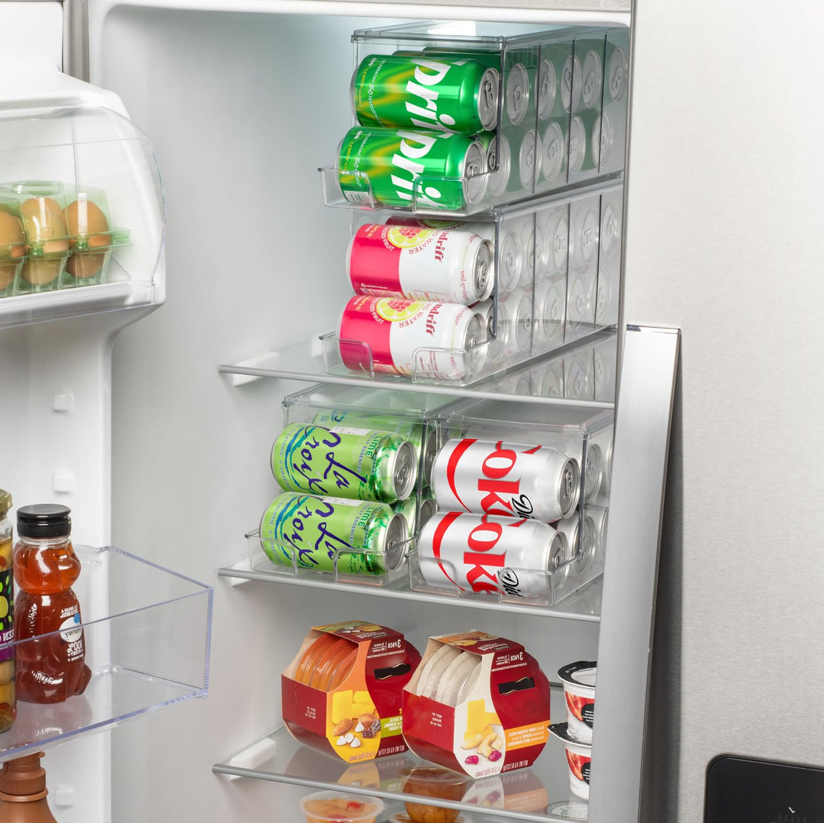 ClearSpace Soda Can Organizer Dispenser for Refrigerator, 12 Can, 2 Pack