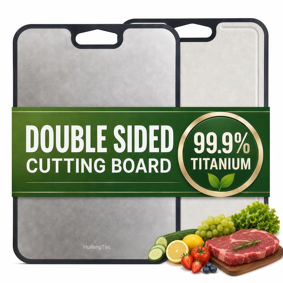 HuitengTec Double Sided Titanium Cutting Board for kitchen