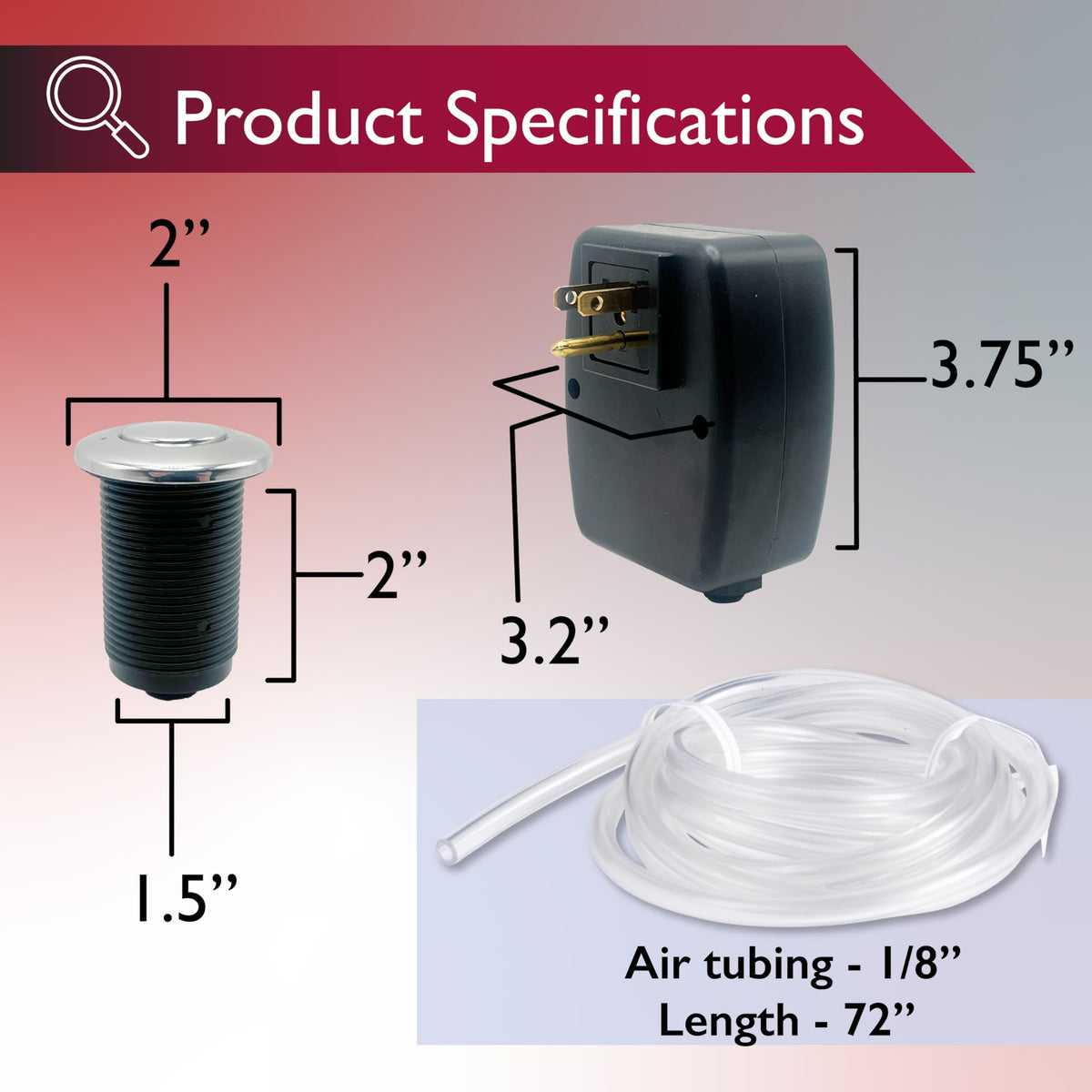 JB Products Disposal Air Switch Kit for Garbage Disposal Hands-Free On/Off Control UL Approved Includes 6' Air Tube 1-3/8" Air Button Safe & Convenient for Kitchen No Wiring Needed (Bronze)