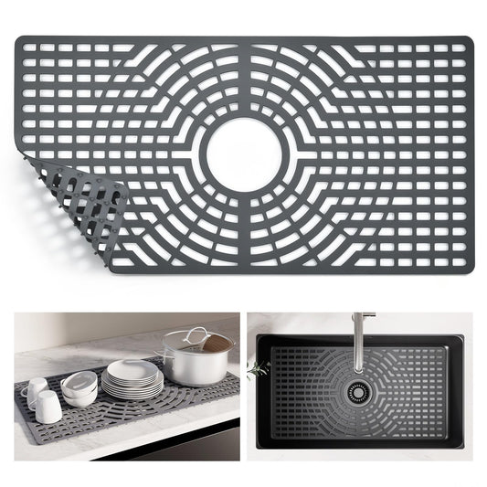 Snuggery Silicone Sink Protector for Kitchen Sink, 24"x12" Center Drain