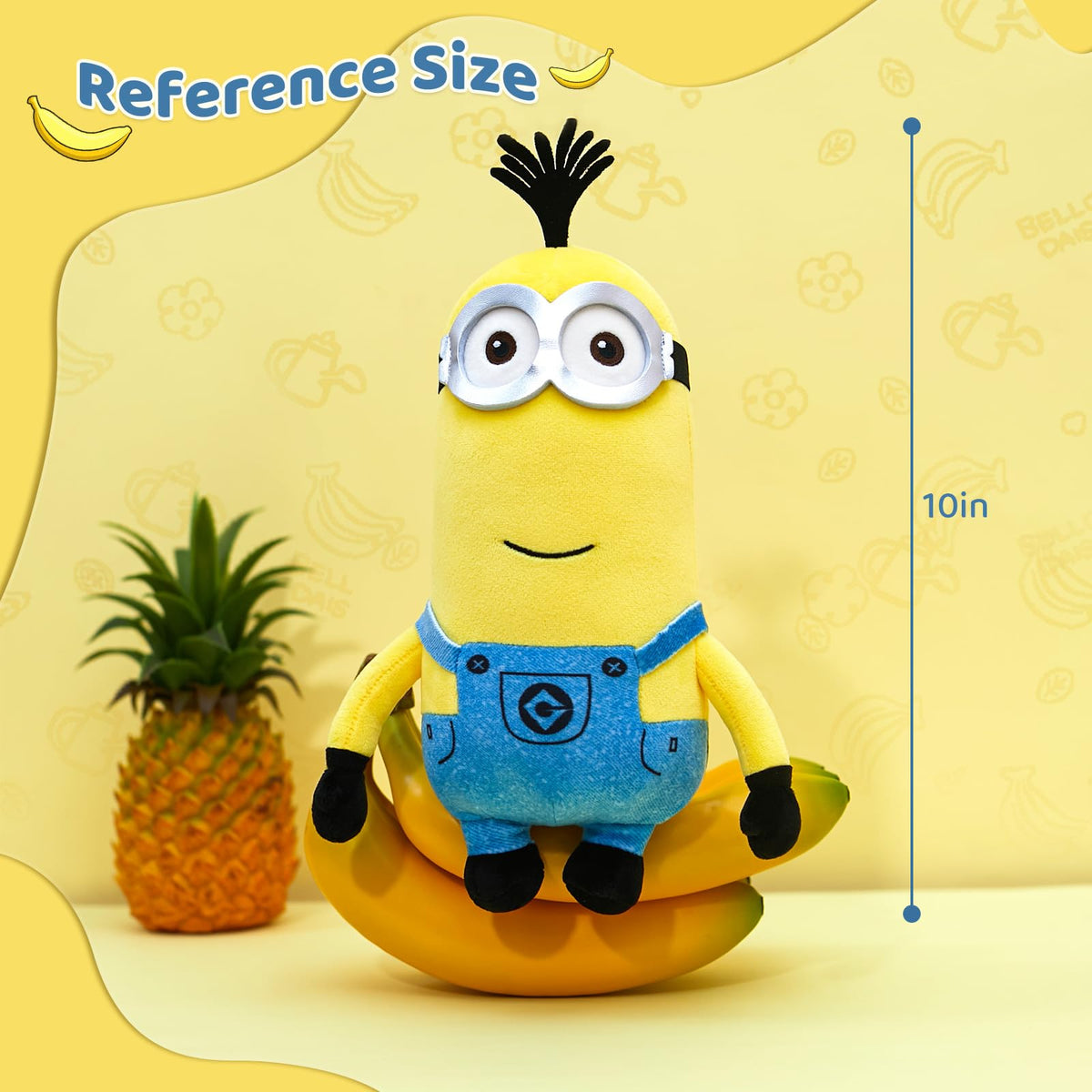 MINISO 10" Minions Stuffed Animals Plush Toys (Kevin) Kawaii Soft Cute Sleeping Plushies Bedding Pillow for Kids Toddler Toys Boys Girls