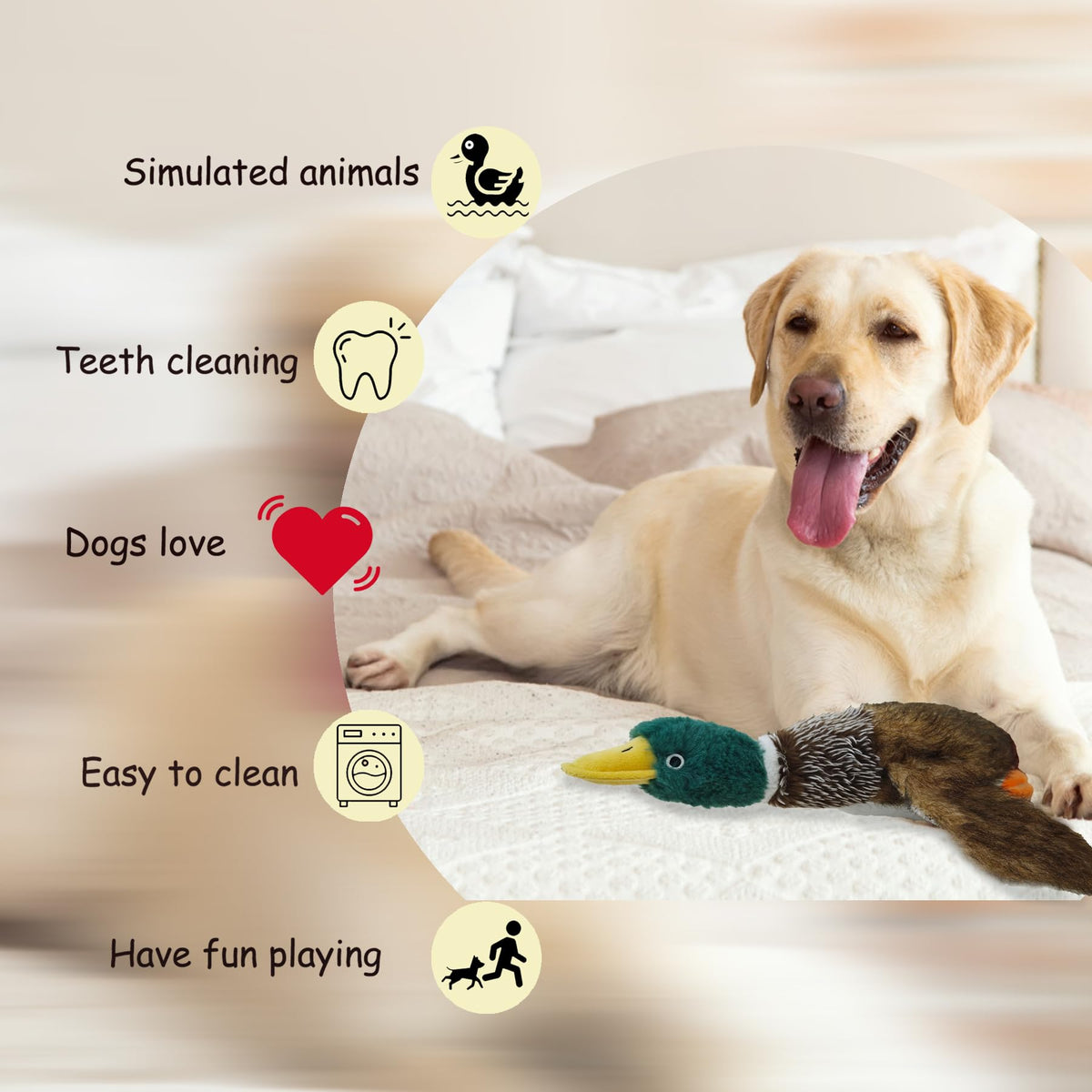 okegztoa Dog Toys Interactive Mallard Duck Toy Puzzle and Squeaky Toy for Small Medium and Large Dogs Duck Toys, Stuffed Toy for Dog, Plush Toys for Dogs