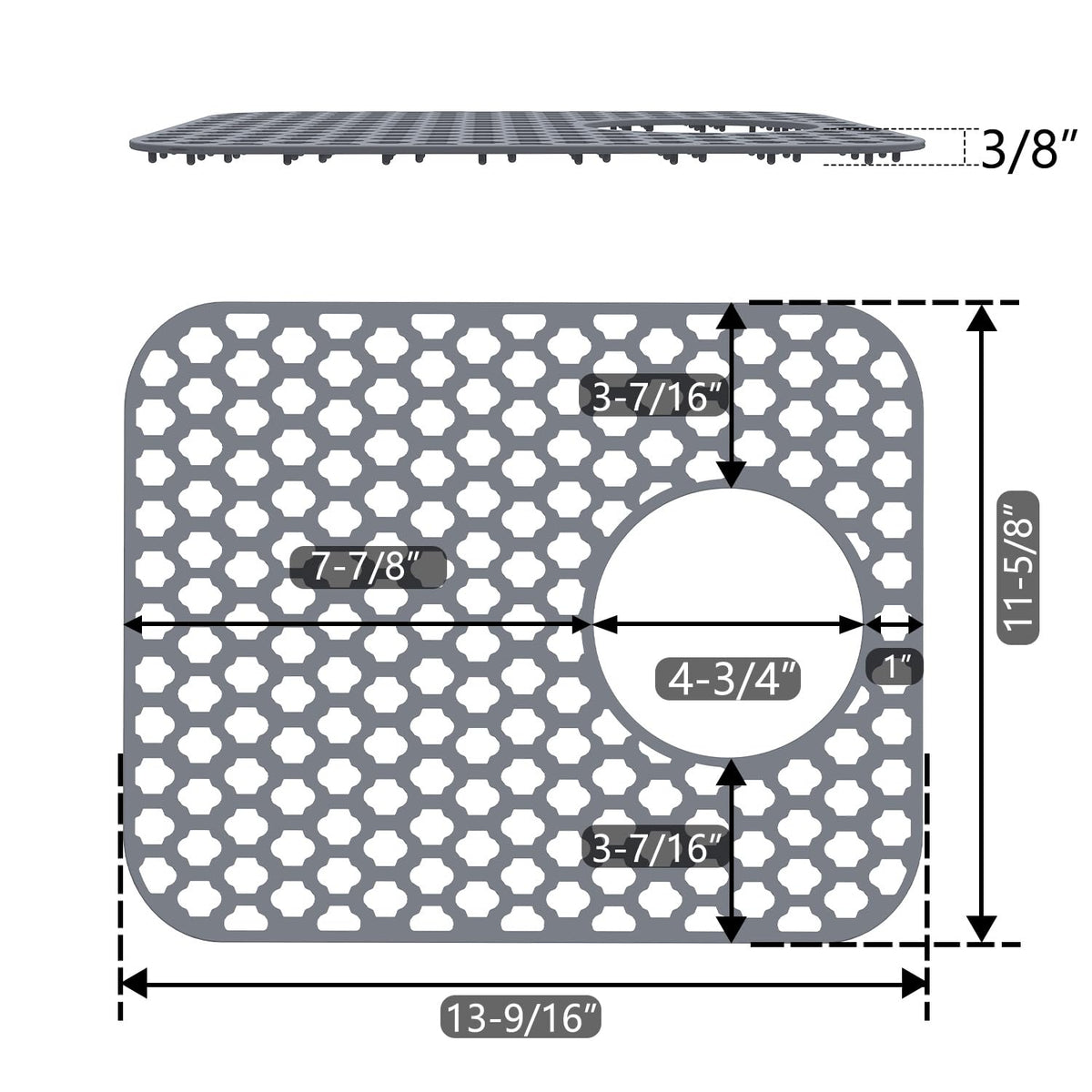 BEHOK 2 Pack Silicone Sink Protector Mat for Kitchen Sink Rear Drian Gray