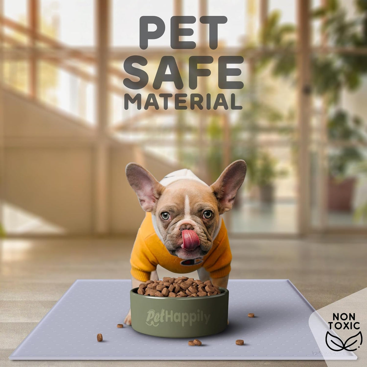 Dog Food Mat - Raised Edges Dogs Mat for Food and Water Prevent Spill, Waterproof Cat Food Mats Protect Floors, Easy Clean Dog Bowl Mats for Food and Water, Silicone Pet Food Tray