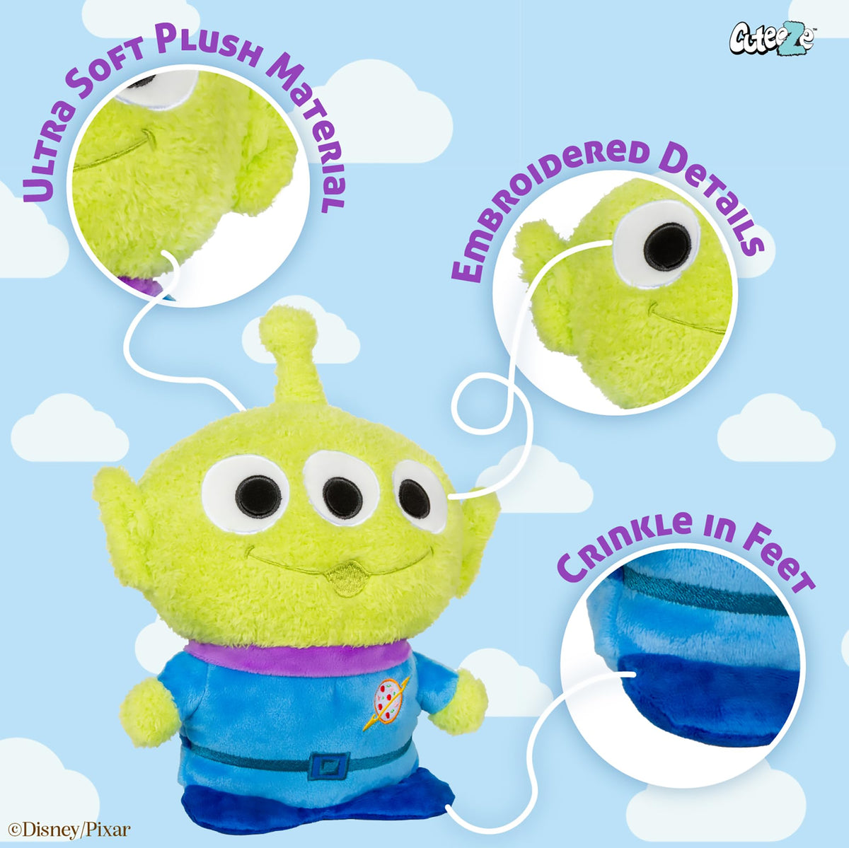 Kids Preferred Disney Pixar Toy Story Little Green Man Alien Cuteeze Extra Soft Plush Stuffed Animal Toy for Baby and Toddler Boys and Girls 12 Inches