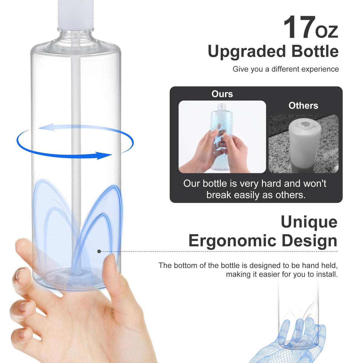 GAGALIFE Dish Soap Dispenser for Kitchen Sink, 17 oz Bottle, Brushed Nickel