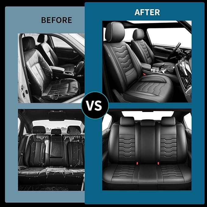 Fit Frontier Car Seat Covers Premium Leather for Nissan Frontier 2009-2025 2026. Waterproof， Breathable, Scratch-Resistant & All-Weather Seat Cushion Protector（Front Seat,Black