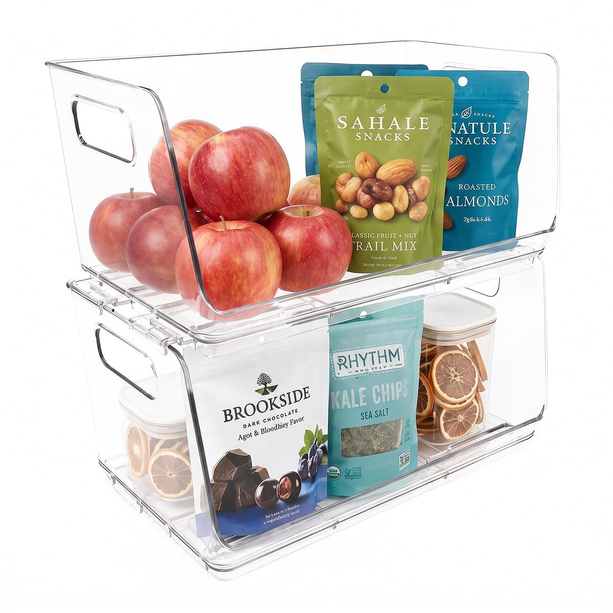 ClearSpace Stackable Storage Bins, Front Pantry Organizer, Small, 2 Pack