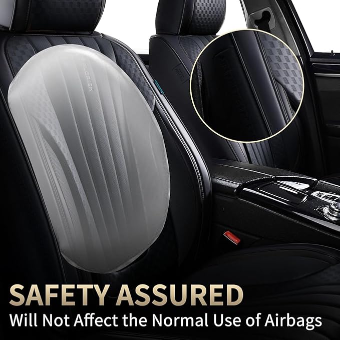 FLORICH Car Seat Covers, Black Leather Car Seat Covers Front Seats, Premium Leatherette Car Seat Cushion for Cars, Automotive Seat Protectors Universal Fit for Most Sedans Cars SUV Trucks