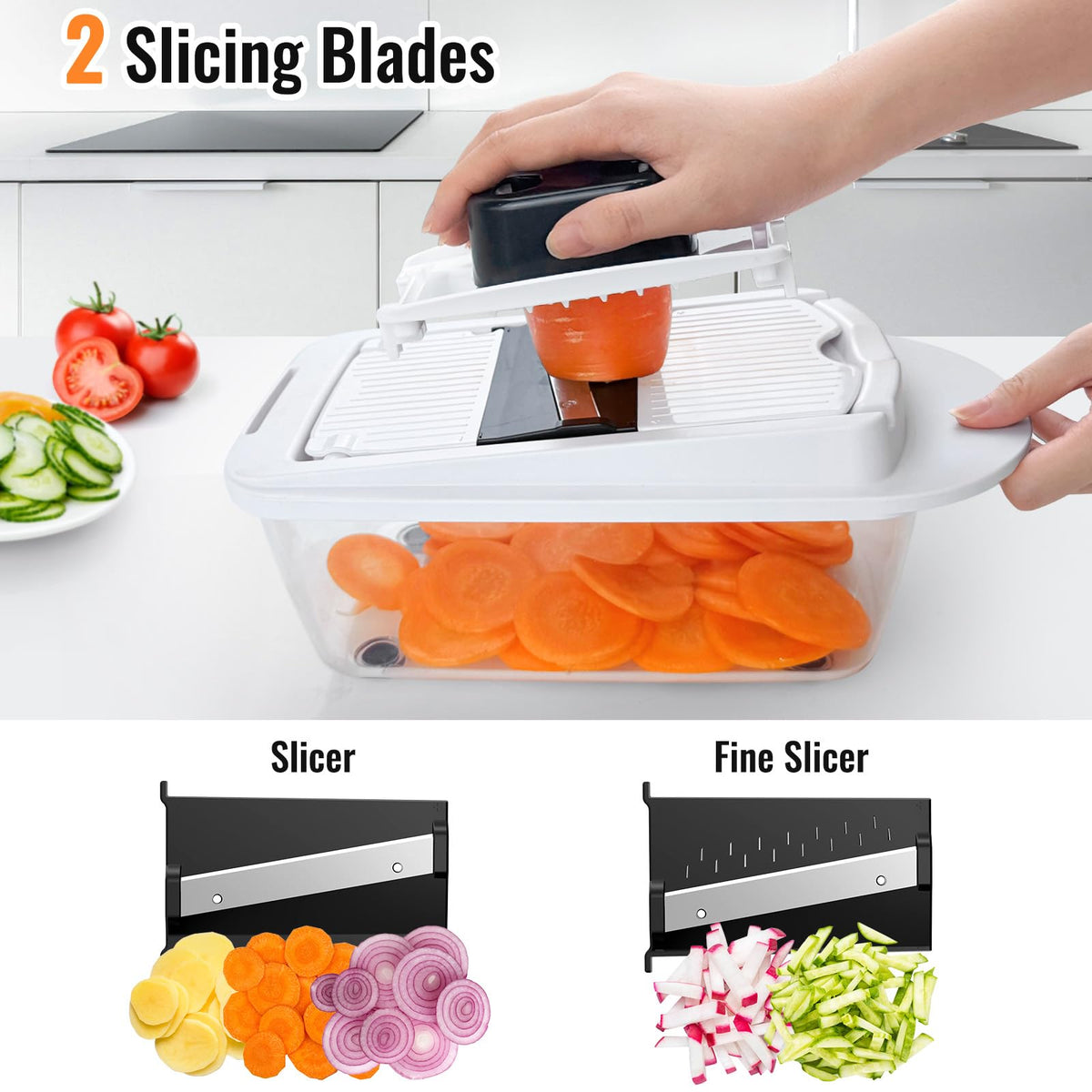 8-Blade Cook Tool & Gadget Sets, Egg Slicer Chopper Grater Set, White