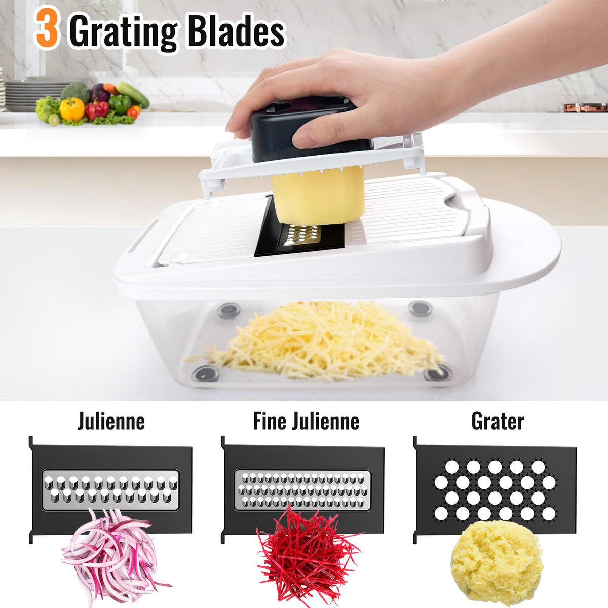 8-Blade Cook Tool & Gadget Sets, Egg Slicer Chopper Grater Set, White