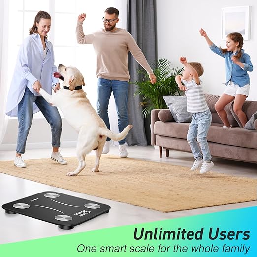 INSMART Smart Scale for Body Weight,Accurate Digital Bathroom Scale,12x12 inches Large Platform Bluetooth Body Fat Scale with BMI,16 Body Composition Weight Scale Health Monitor Analyzer with Sync APP