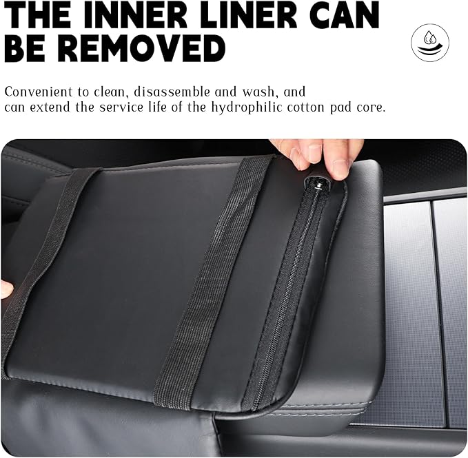 Car Armrest Cover Pad - Nappa Leather Car Center Console Cover with Breathable Holes, Non-Slip Auto Arm Rest Cushion, Universal Car Interior Accessories Fit forTesla Model Y