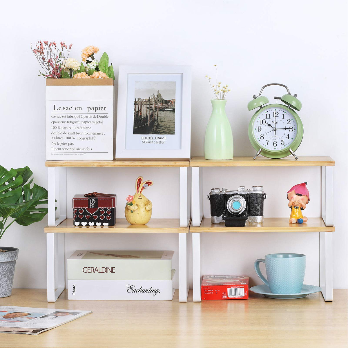 NEX Bamboo Cabinet Organizer Shelf, Kitchen Counter Shelves Set of 4