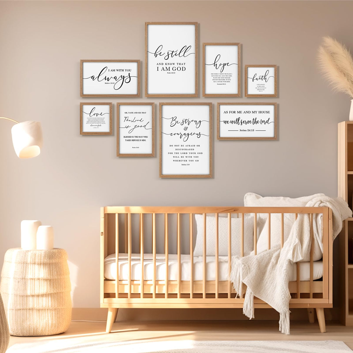 Faccito 8 Set Bible Christian Wall Art Framed, Wooden Decor