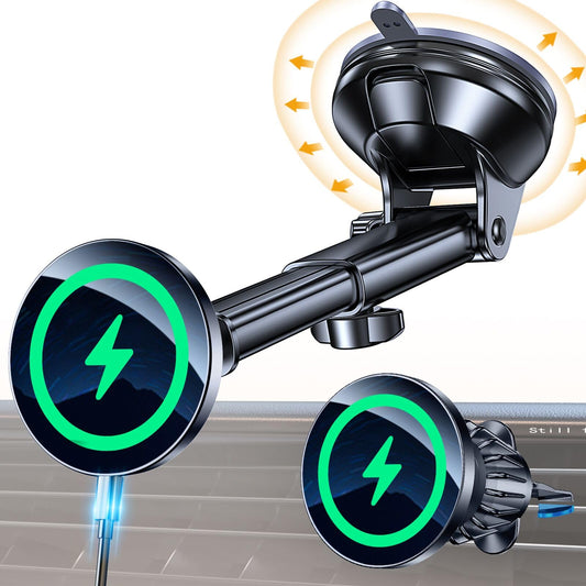 Coolpow for MagSafe Car Mount Charger【Ultra Magnet】Magnetic Phone Holders for Your Car Charger Magnetic Wireless Car Phone Holder Charger Car Accessories for Women Cell Phone Mount for iPhone 17 16 15