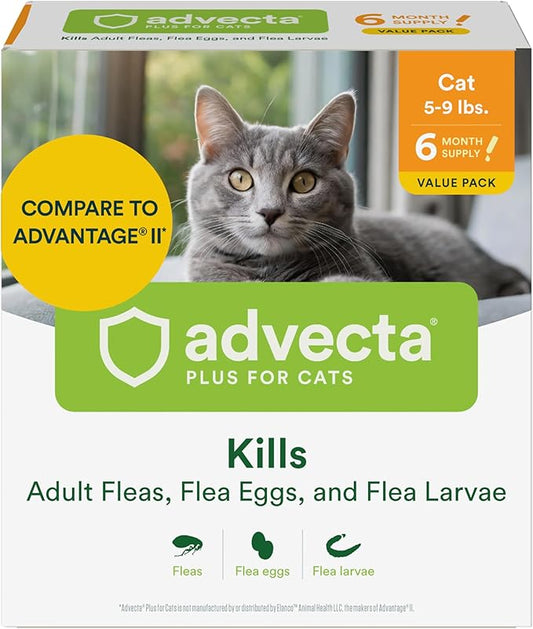 Plus Flea Prevention for Cats, Cat and Kitten Treatment & Control, Small and Large, Fast Acting Waterproof Topical Drops, 6 Month Supply