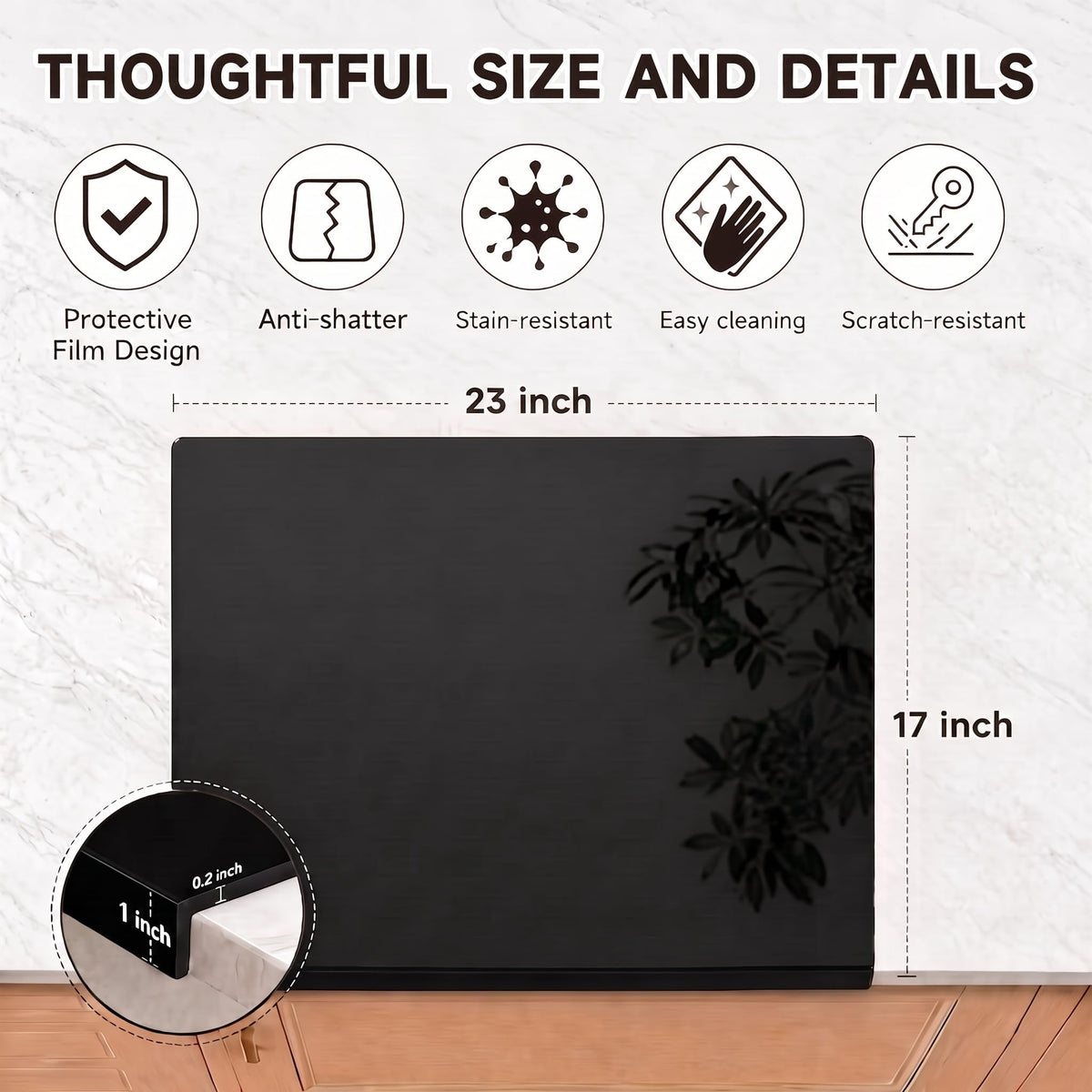 SWSKR Clear Acrylic Cutting Board with Counter Lip,1pcs Black - 23''x17''
