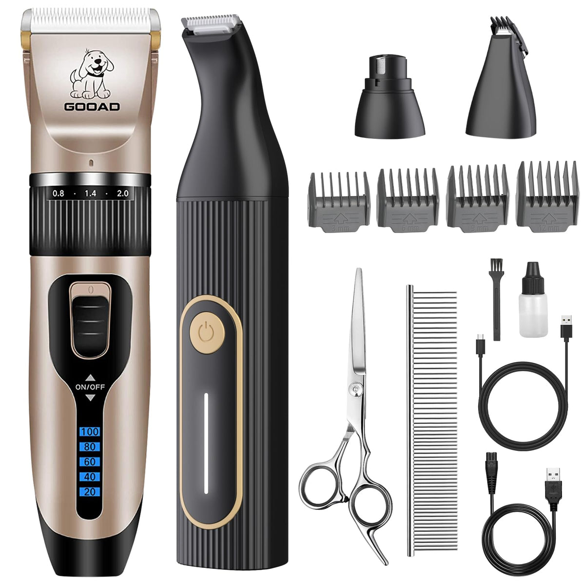 Gooad Dog Clippers Grooming Kit and Paw Trimmer for Heavy Thick Hair&Coats