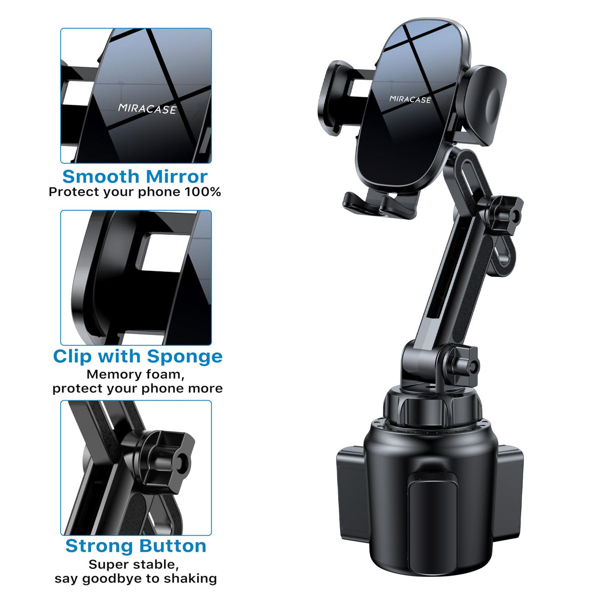 Miracase [Upgraded Version] Cup Phone Holder for Car, Universal Adjustable Long Neck Car Phone Mount Cradle Friendly Compatible with iPhone Samsung Google and All 4.0-7.0 inches Smartphones