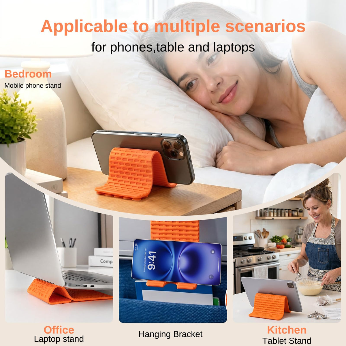 Airplane Phone Holder, Silicone Foldable Phone Stand for Desk and Travel