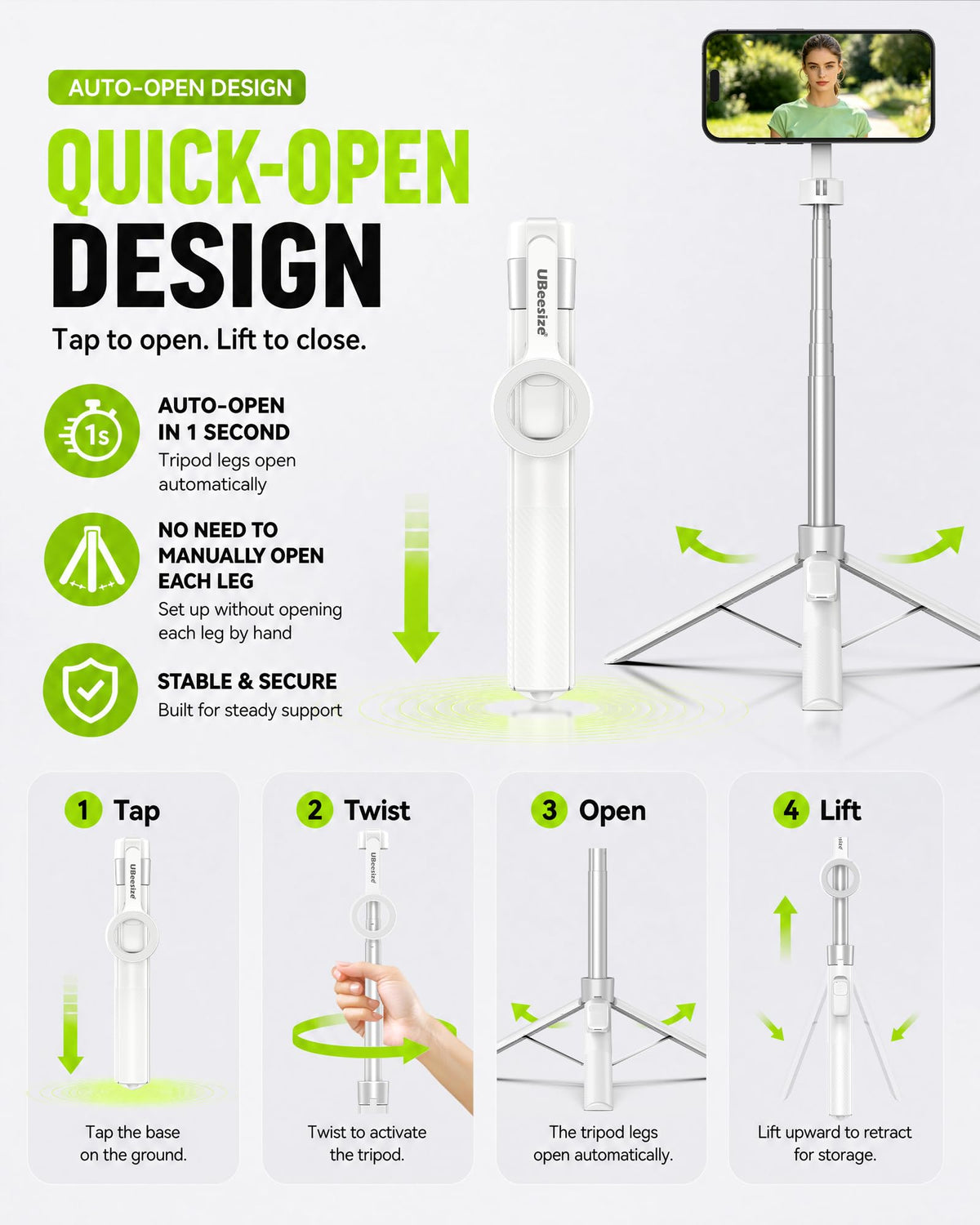 UBeesize 71" Phone Tripod Stand & Magnetic Selfie Stick Tripod for iPhone