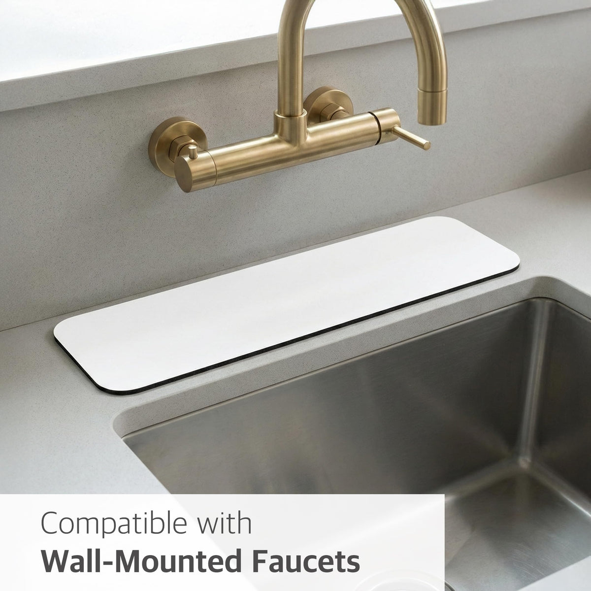 Customizable Kitchen Sink Faucet Mat: 30"Lx5.5"W Absorbent Splash Guard
