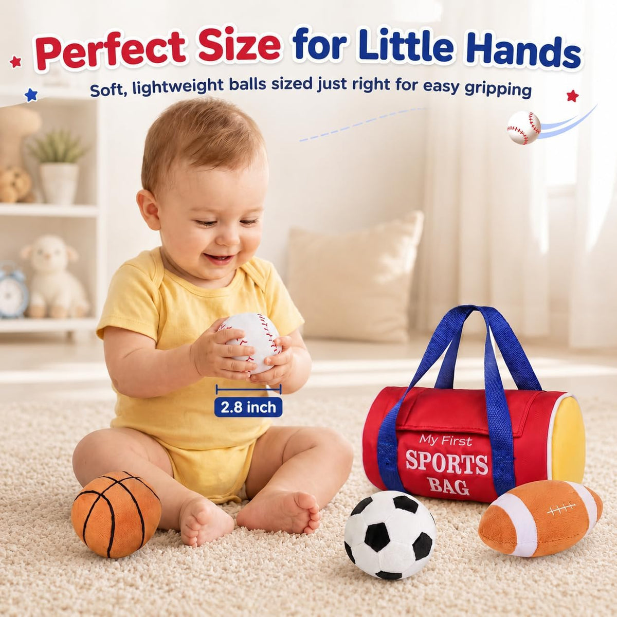 KMUYSL My First Sports Bag, Soft Sensory Balls for Baby Toys 0-12 Months