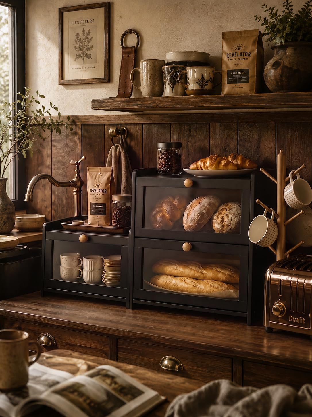 Bread Box for Kitchen Countertop Large Capacity with Top Storage Shelf