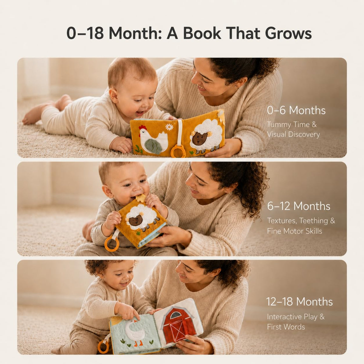 let's make Baby Books Toys, Crinkle Books for Babies Touch and Feel Cloth