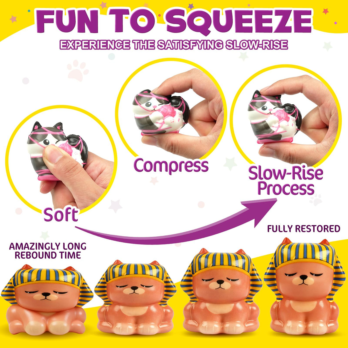 FUNNYB&G Cat Squishy Toys for Kids - 24 Pack Squishies Toy Party Favors