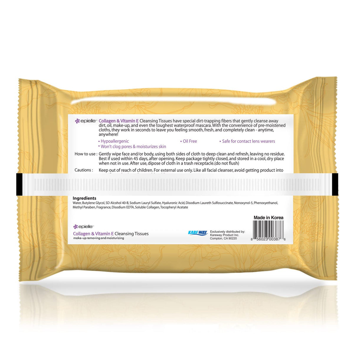 Epielle Makeup Remover Wipes, Remove Waterproof Mascara, Gentle Daily Facial Cleanser Towelettes with Collagen, Cucumber & Argan Oil, Stocking Stuffers, 60 Count (Pack of 4)