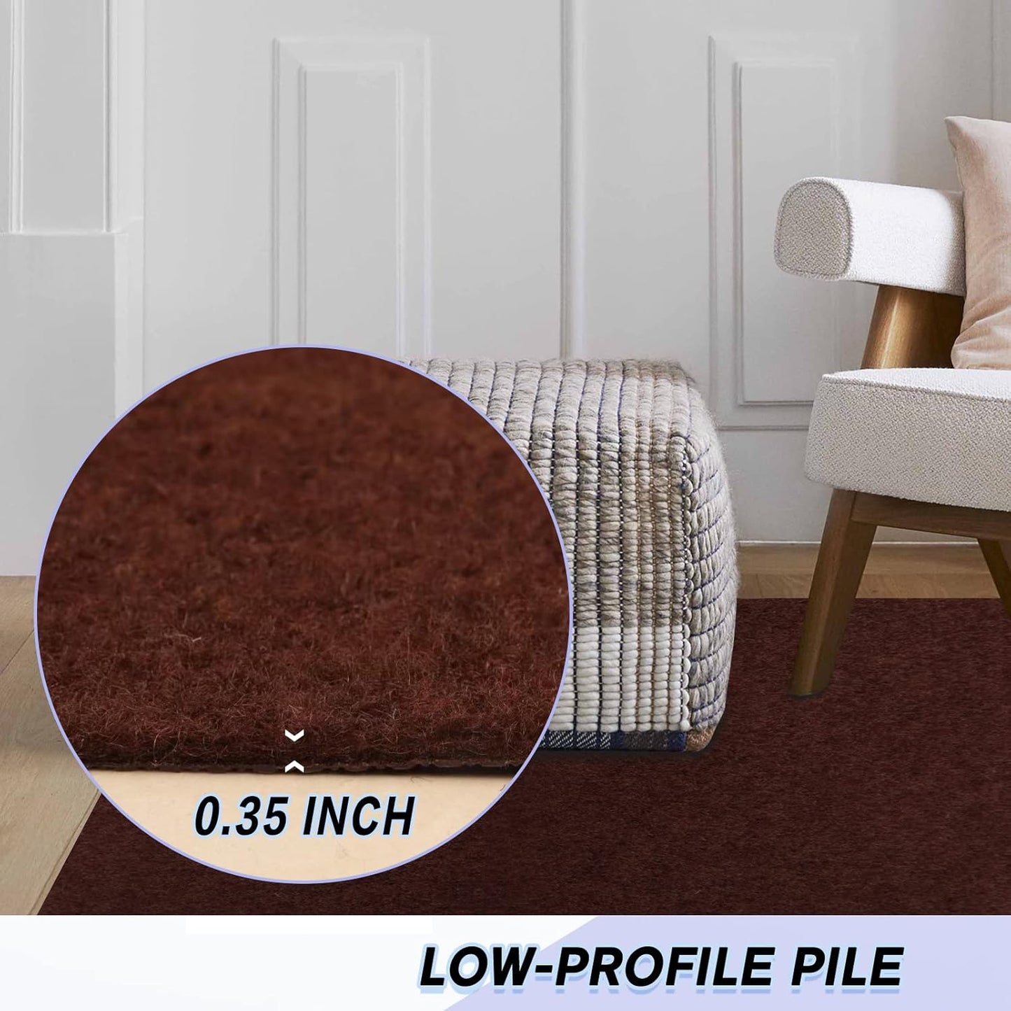 Custom Size Backed Non-Slip Area Rugs Runner, Easy Clean, Waterproof Runner Rugs for Hallway Entryway, Kitchen, Laundry, 2FT x 28FT, Brown