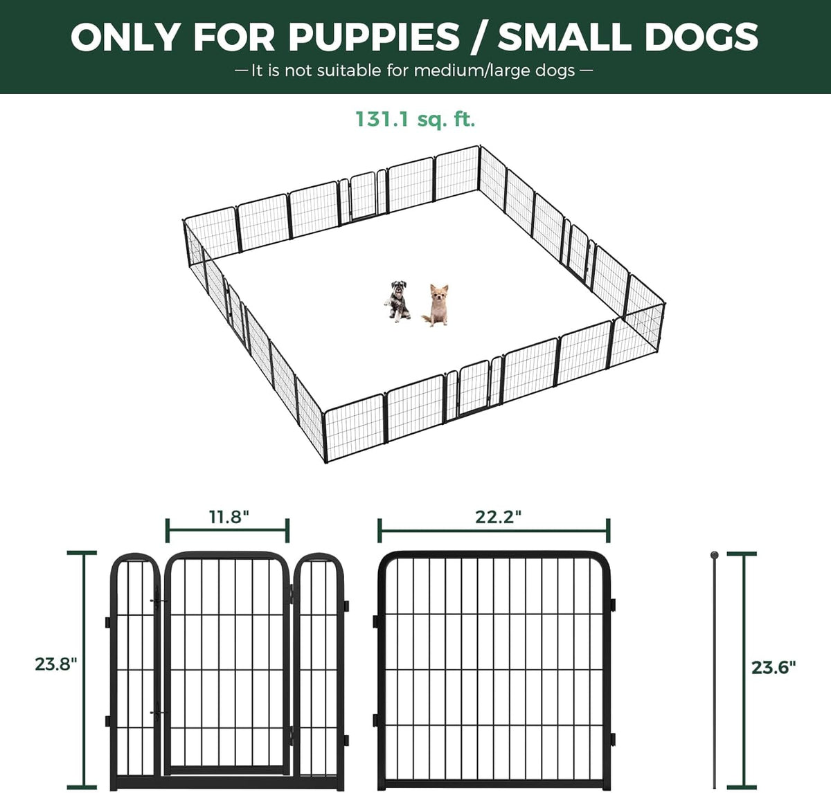 FXW Homeplus Unleashed Indoor Dog Playpen - Stress-Free and Safe Play, Heavy Duty 24 Inch 24 Wire Panels Dog Pen for Puppy and Small Dogs, Black│Patented