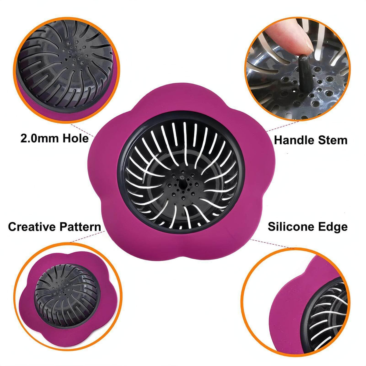 JIANYI Silicone Sink Drain Strainer, 4 Pack