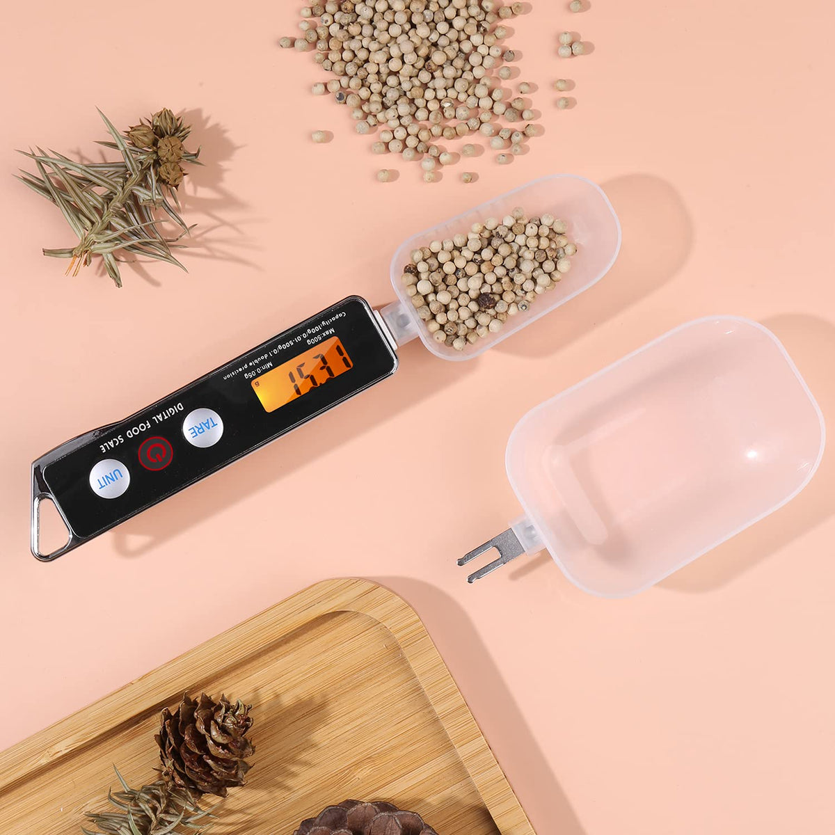 ERYUE Spoon Scale, Digital Spoon Scale Electronic Measuring Spoon Scale Household Kitchen Spoon Scale Food Scale with Tare Function Capacity 0.05g to 500g Support Unit g/oz/gn/ct/