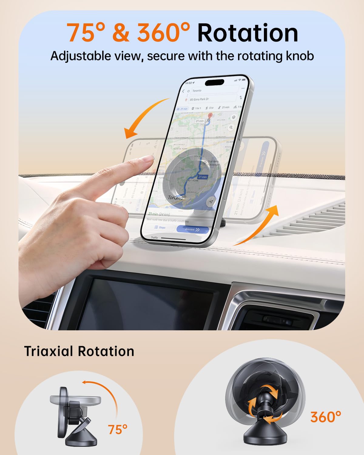 SYNCWIRE MagSafe Car Mount, Adjustable Magnetic Phone Holder, Space Gray
