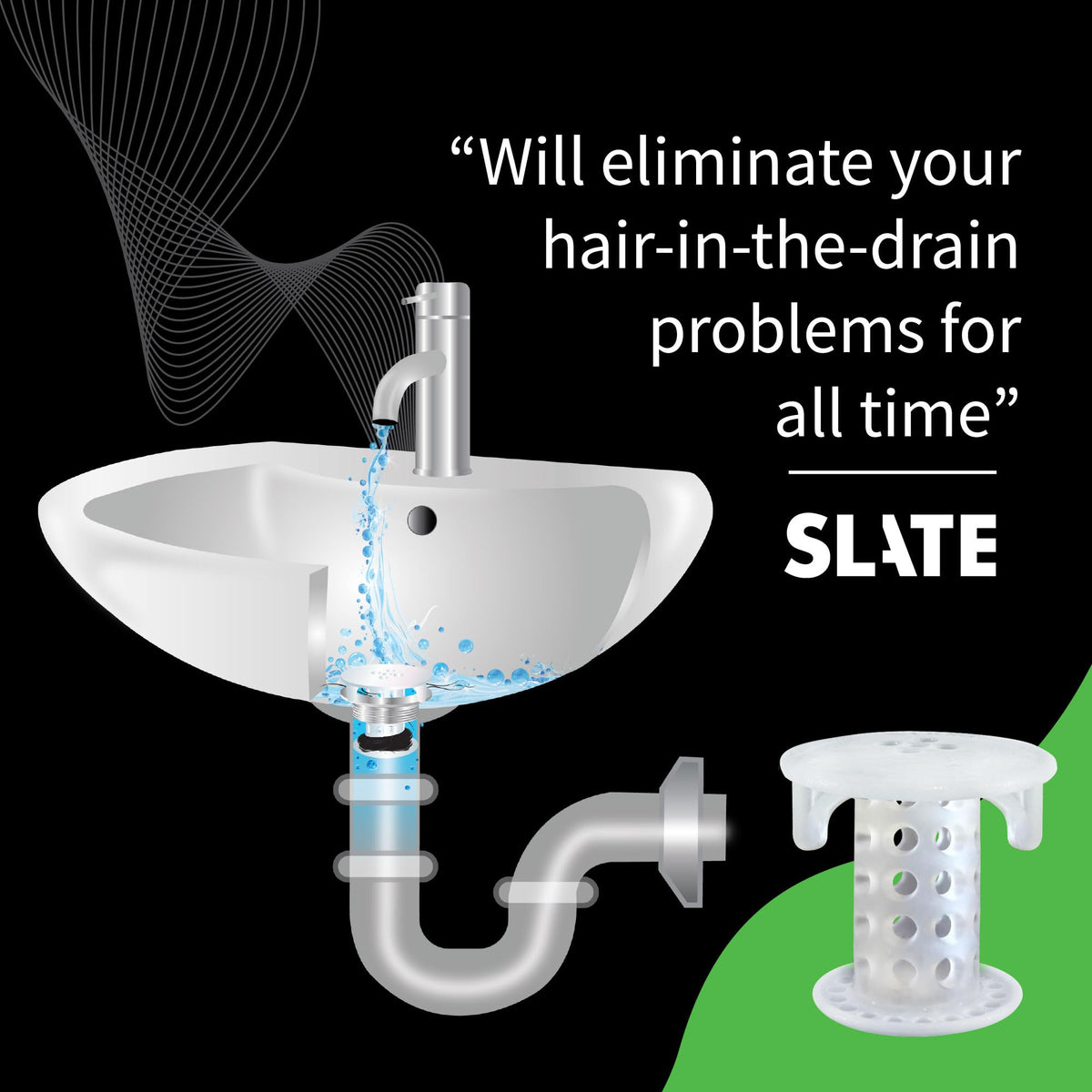 SinkShroom SSCLE988 The Revolutionary Sink Drain Protector Hair Catcher/Strainer/Snare, Clear