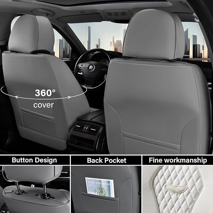 Coverado Seat Covers, Car Seat Covers Front Seats, Car Seat Cover, Waterproof Car Seat Covers, Car Seat Cushion, Front Car Seat Covers Leatherette Car Seat Protector Universal Fit Most Cars White