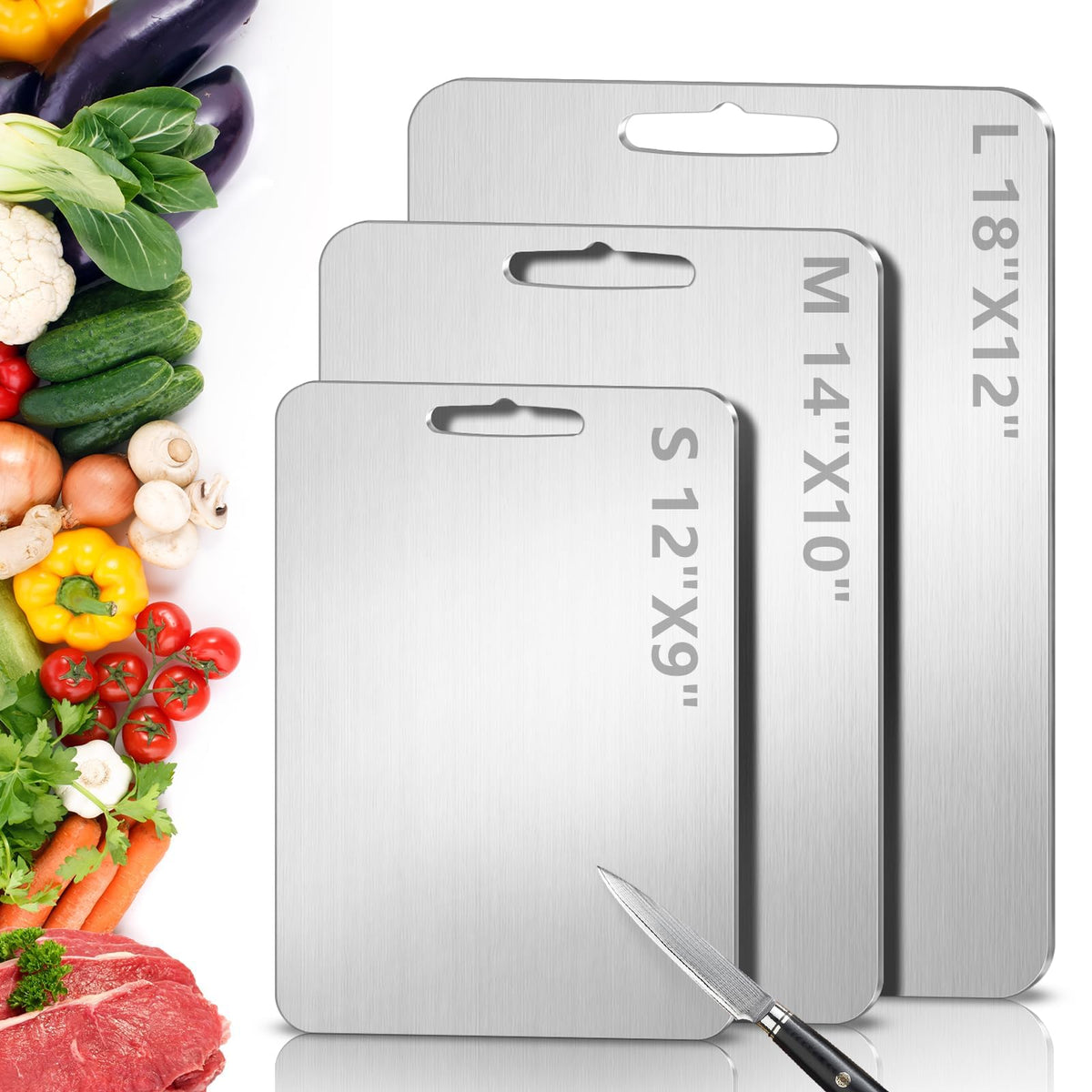 Titanium Cutting Board for Kitchen, Non Toxic Double Sided-14x 10"