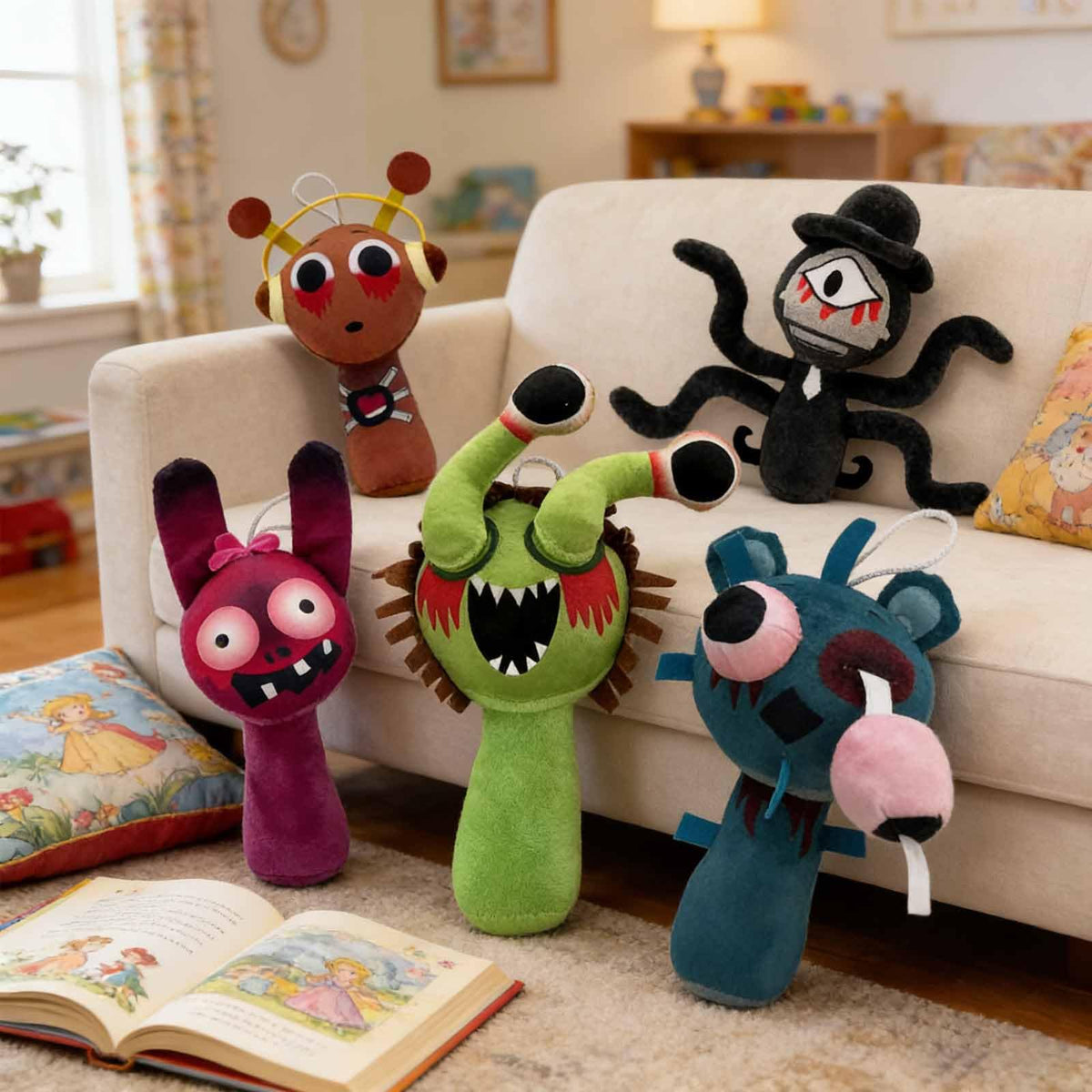 TitTees 5 Pcs Halloween Plush Toys Horror Fans Soft Stuffed Doll, 8'' Plushies Gifts for Adult, Stuffed Toys Dolls Gifts for Birthday Goodie Bag Fillers Halloween Party Favors