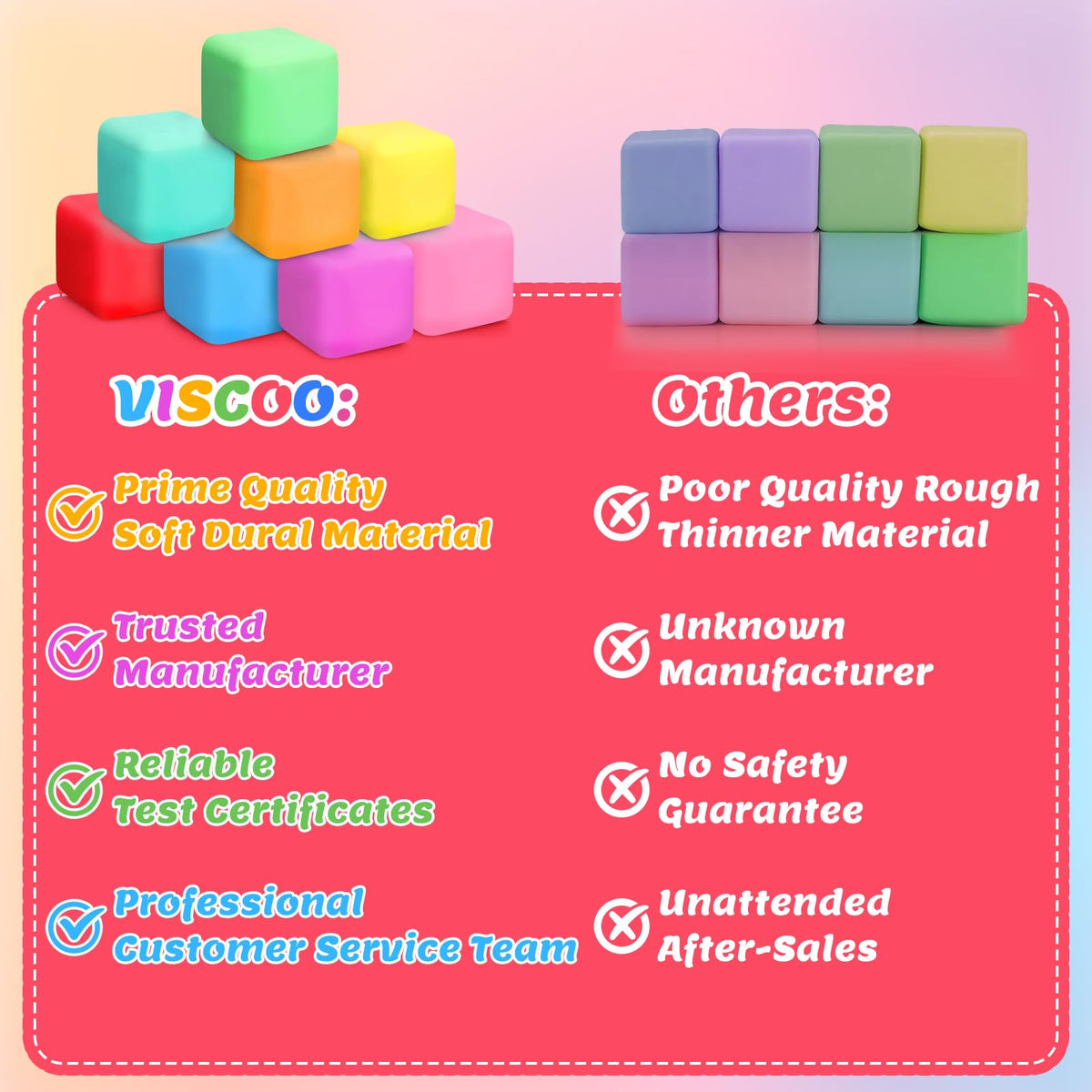 VISCOO 12 Pack Slow Rising Stress Cube, Stress Balls Fidget Squishy Toys