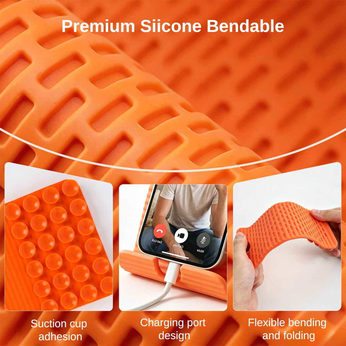 Airplane Phone Holder, Silicone Foldable Phone Stand for Desk and Travel