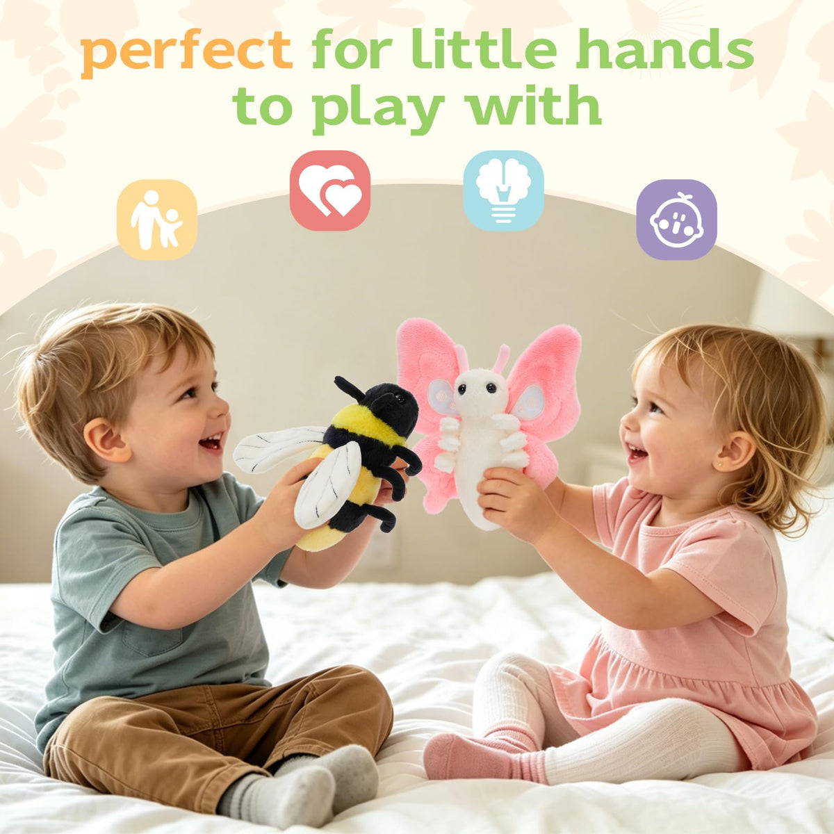 MorisMos Bug Plush Set, 6 Pack 6 Inch Insect Stuffed Animals for Kids